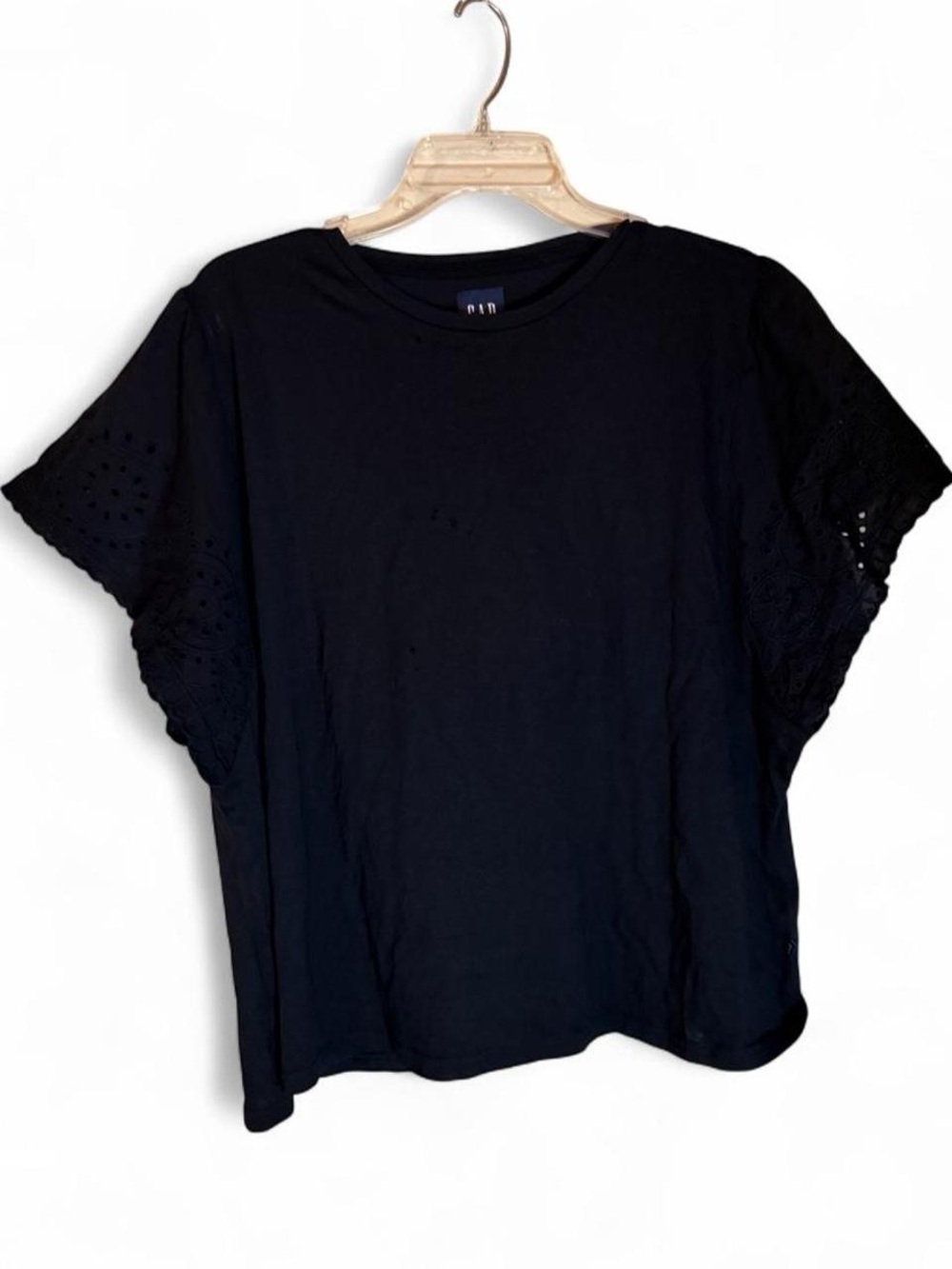 GAP Black Eyelet Sleeve Short-Sleeve Tee